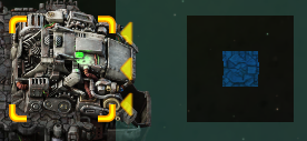 An image showing an asteroid collector. The collection area highlight is visible, and there is a tile ghost indicating the center of the collection area.